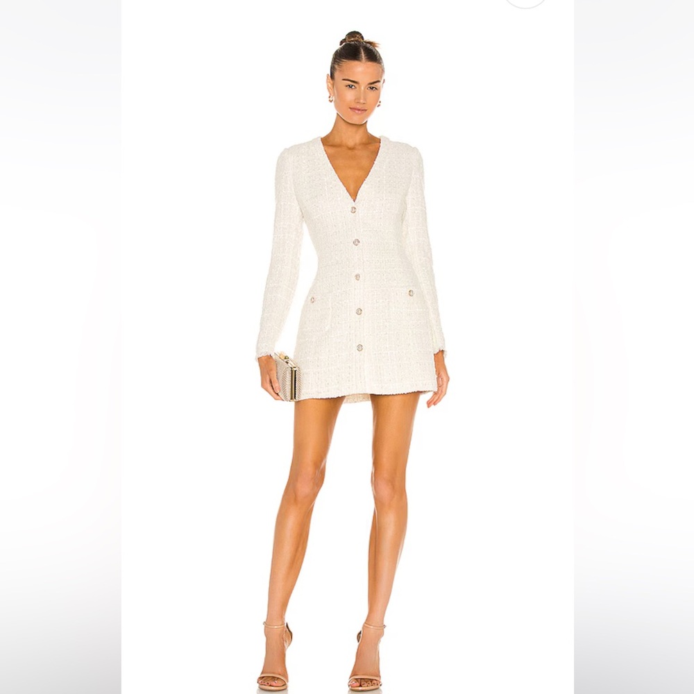 Revolve Ivory Twead Mini Dress
